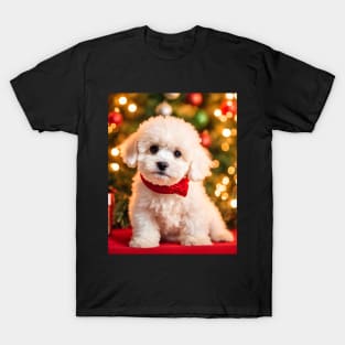 Bichon Frise Puppy with Christmas Gifts T-Shirt